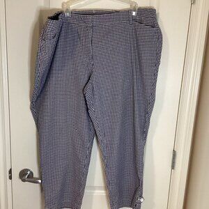 Talbots Perfect Crop Women's Pants Blue White Gingham Check Cotton Size 18W